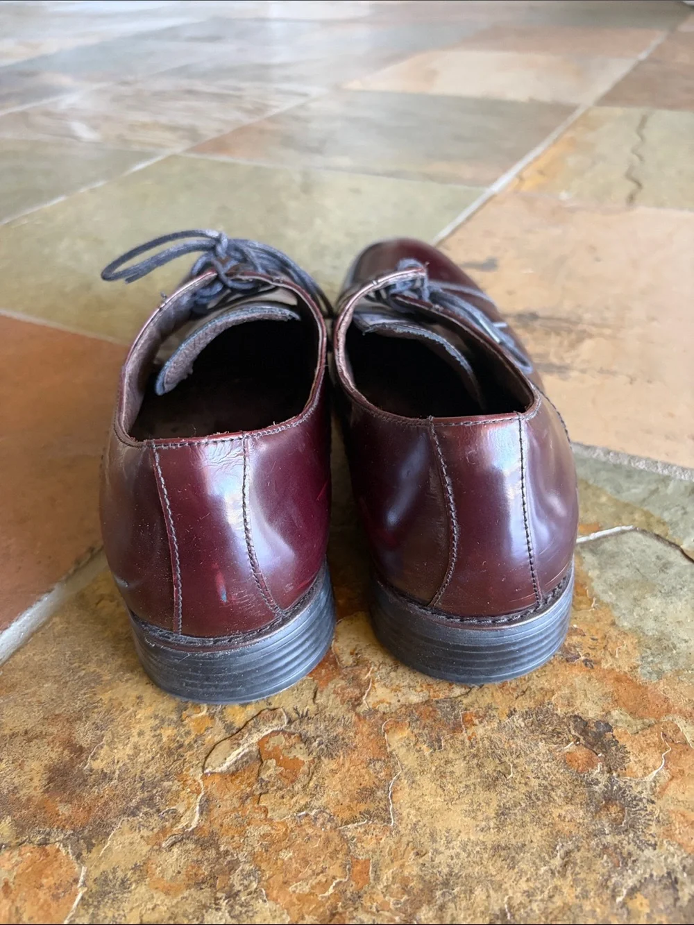 Johnston & Murphy Burgundy Leather Cap-Toe Derby Shoes